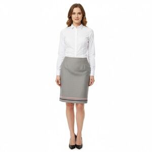Casual Corner Wool Blend Velvet Trim Pencil Skirt Sz 8